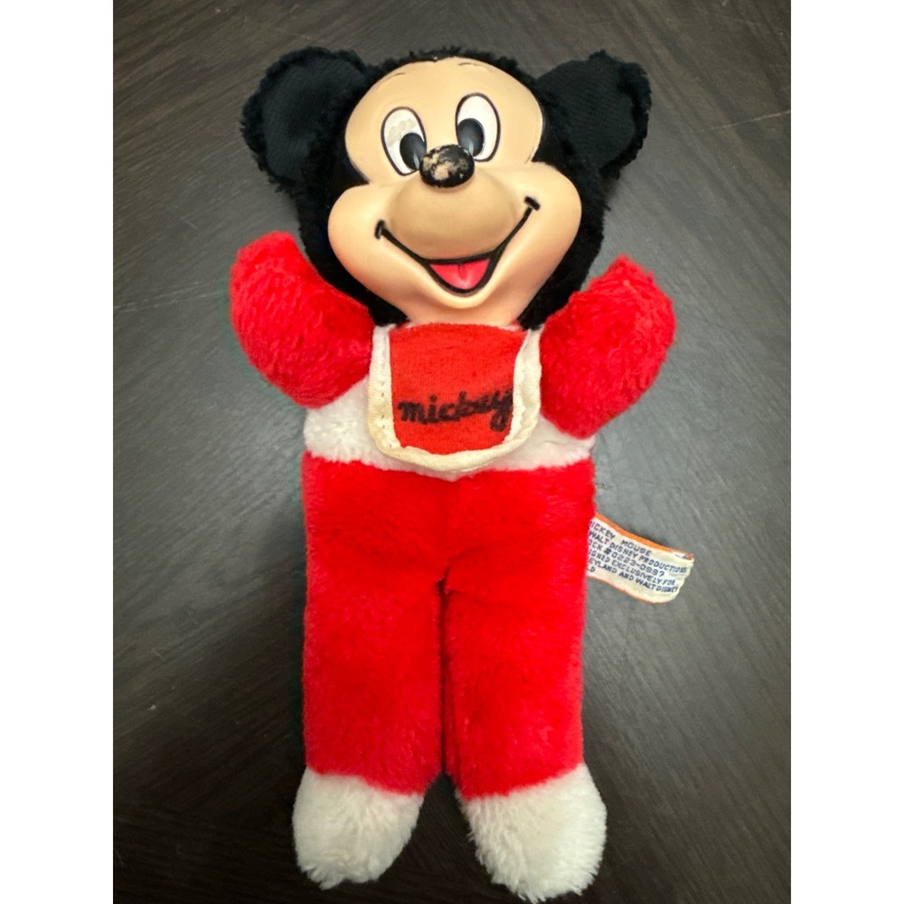 Vintage Mickey Mouse Rubber Face Plush Walt Disney Productions Disneyland 10"